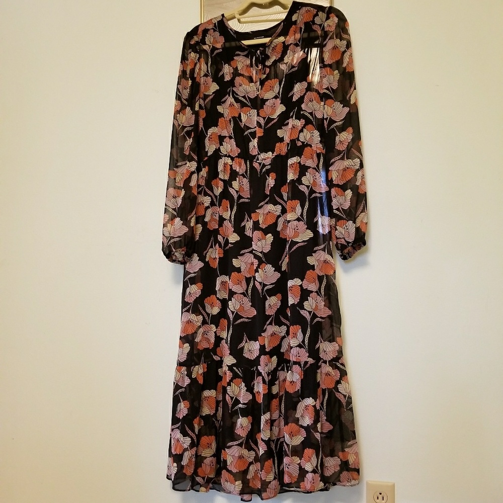 Who What Wear Sheer Floral Dress
